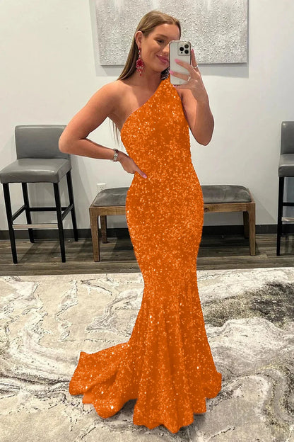 Wholesale Mermaid Prom Dress Glitter Sexy One-Shoulder With Sequins