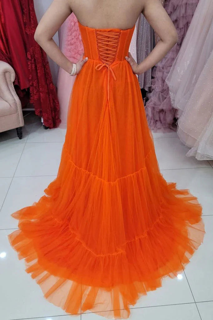 Wholesale Long Evening dress Tulle Strapless Handmade Prom Dress