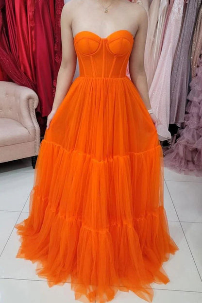 Wholesale Long Evening dress Tulle Strapless Handmade Prom Dress