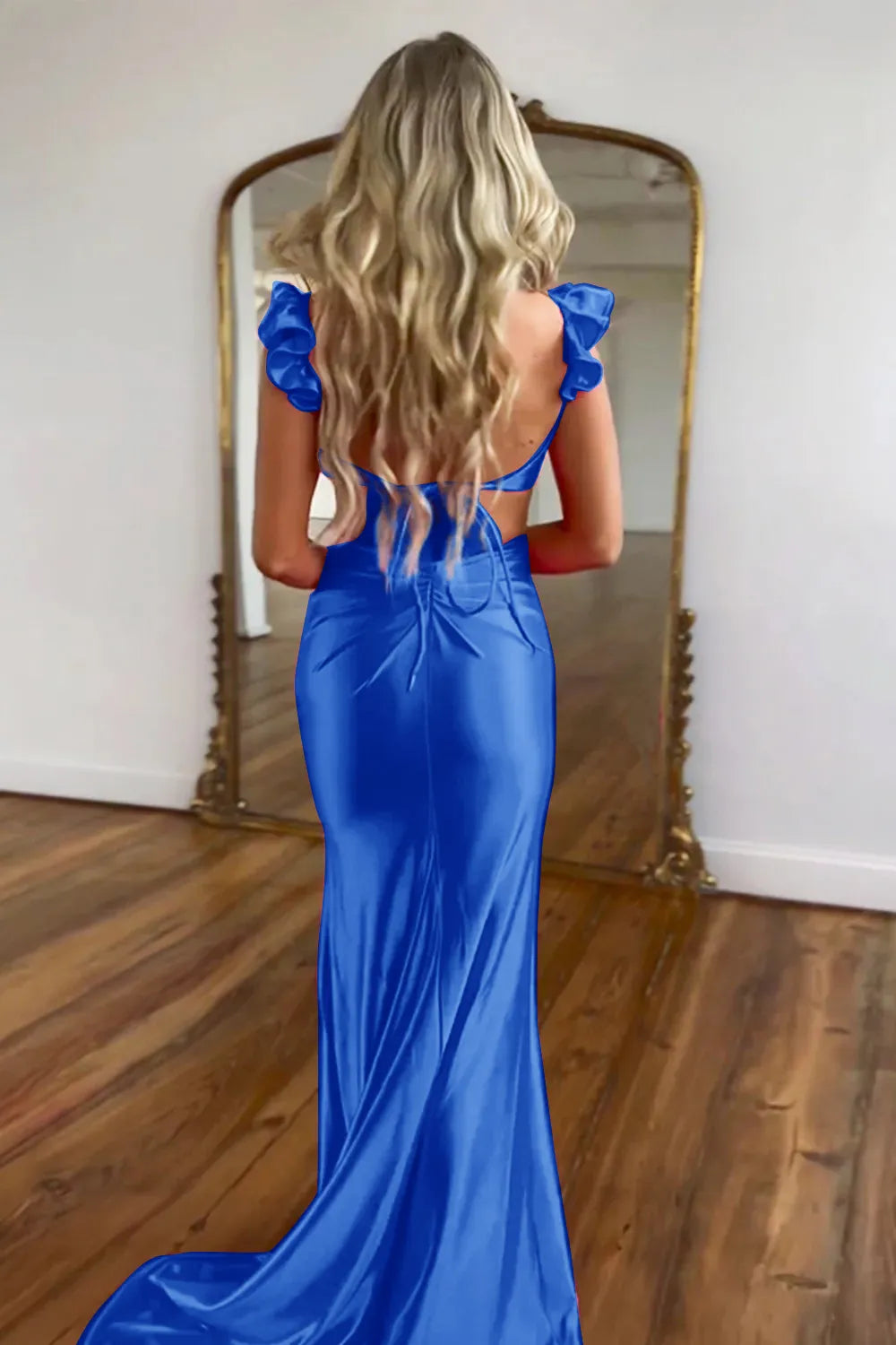 Wholesale Party Dress Mermaid Cutout Waist Long Satin Prom