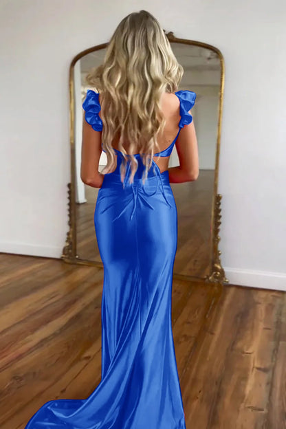 Wholesale Party Dress Mermaid Cutout Waist Long Satin Prom