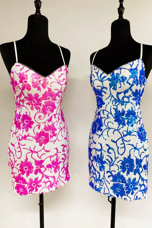 Aimishang Lovely V Neck Sequins Homecoming Dress Charming Party Dress Summer Graduation Dress Short Prom Dress Mini Dress