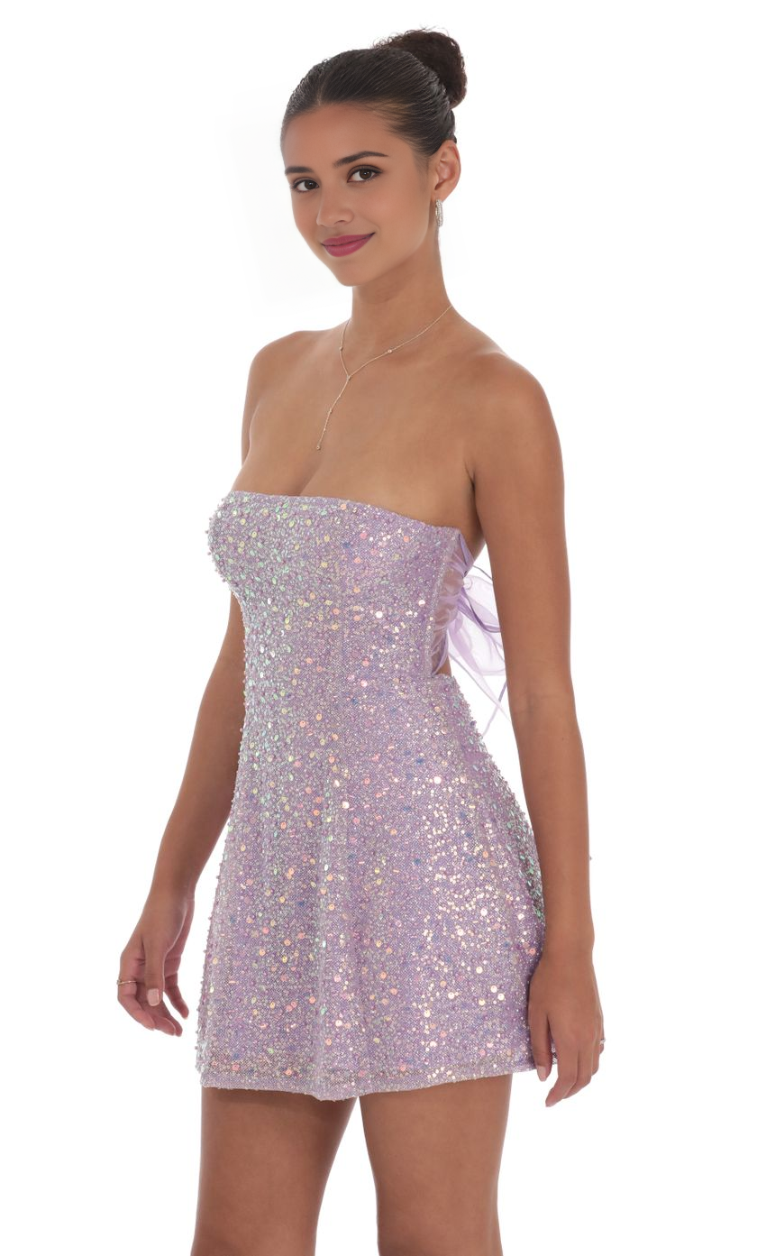 Aimishang Pretty A Line Strapless Sequin Glitter Homecoming Dress Short Graduation Dress With Bow Lovely Birthday Party Dress