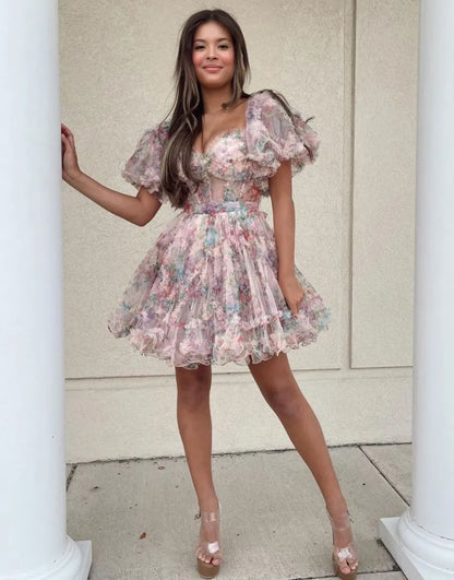 Wholesale A-Line Short Tulle Homecoming Party Dress Off The Shoulder