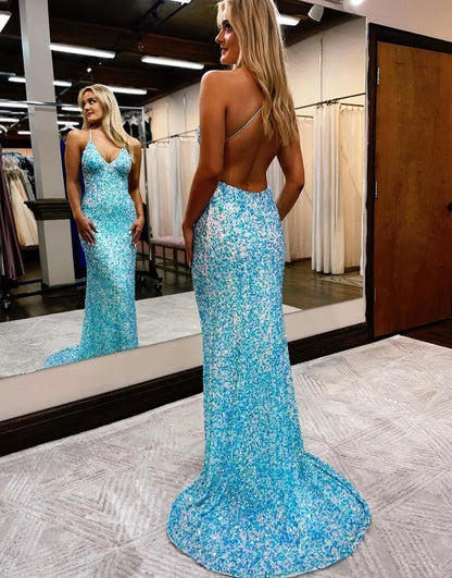 Wholesale Long Glitter Prom Dress Pretty Sparkly Sequin Open Back