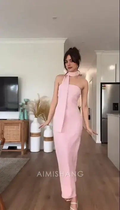 Aimishang Pretty Strapless Sleeveless Long Formal Prom Dress Elegant Wedding Guest Dress Sweet Party Evening Gowns