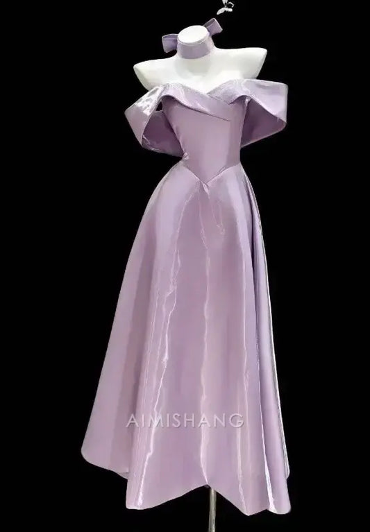 Aimishang Pretty A-Line Off the Shoulder Long Formal Prom Dress Elegant Party Evening Gown Lovely Wedding Guest Dress
