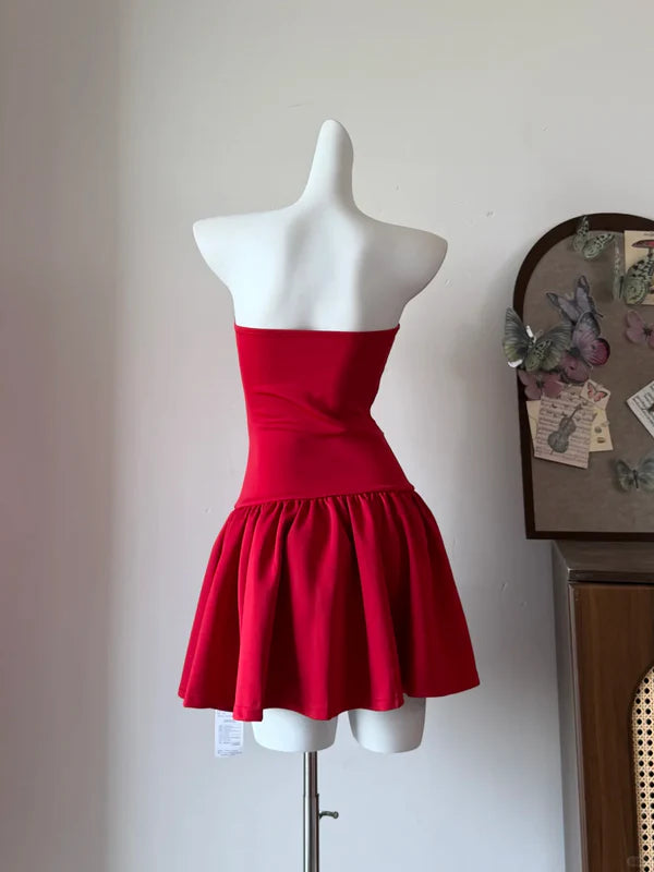 Aimishang Pretty A-Line Strapless Sleeveless Short Birthday Party Dress Sweet Mini Homecoming Dress