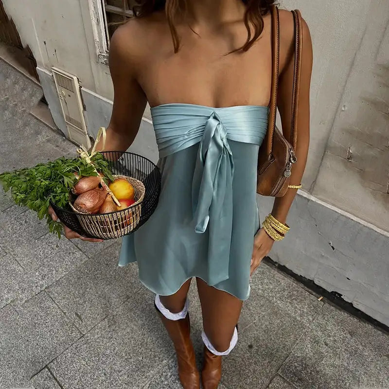 Aimishang Pretty A-Line Strapless Sleeveless Short Party Prom Dress Lovely Homecoming Dress
