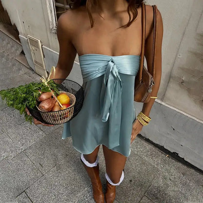 Aimishang Pretty A-Line Strapless Sleeveless Short Party Prom Dress Lovely Homecoming Dress