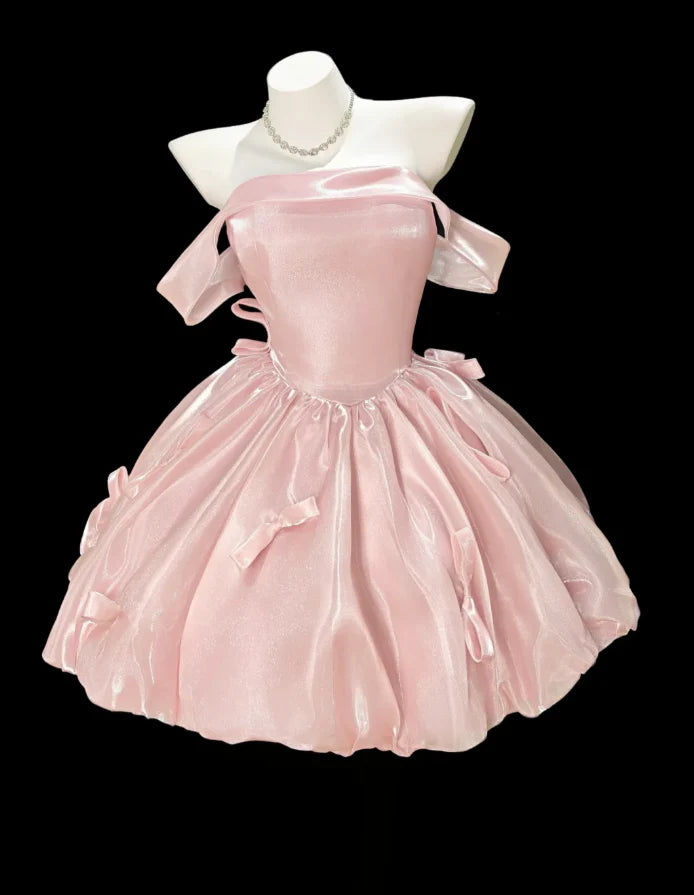 Aimishang Pretty A Line Off The Shoulder Bow Short Party Prom Dress Cute Cocktail Homecoming Dress