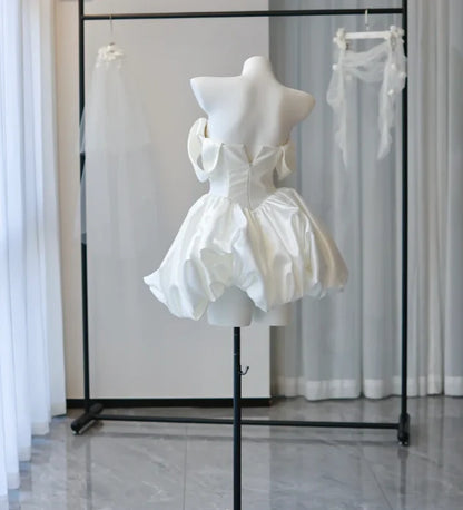 Aimishang Pretty A Line Off The Shoulder Satin Beaded Short Party Prom Dress Lovely Cocktail Homecoming Dress