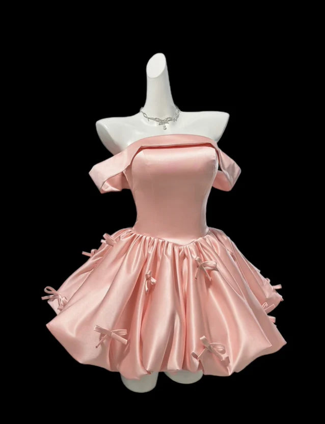 Aimishang Pretty A Line Off The Shoulder Short Formal Prom Dress Cute Cocktail Homecoming Dress With Bow