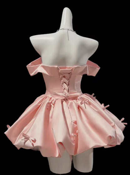 Aimishang Pretty A Line Off The Shoulder Short Formal Prom Dress Cute Cocktail Homecoming Dress With Bow