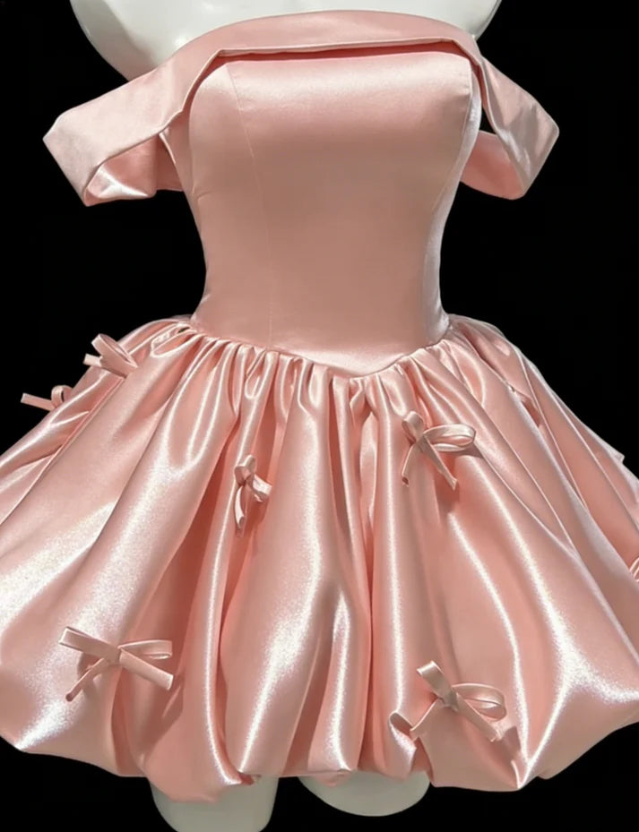 Aimishang Pretty A Line Off The Shoulder Short Formal Prom Dress Cute Cocktail Homecoming Dress With Bow