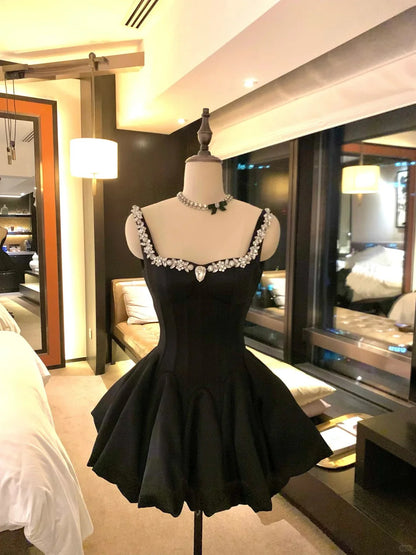 Aimishang Pretty A Line Princess Black Sleeveless Homecoming Dress Lovely Short Party Prom Dress