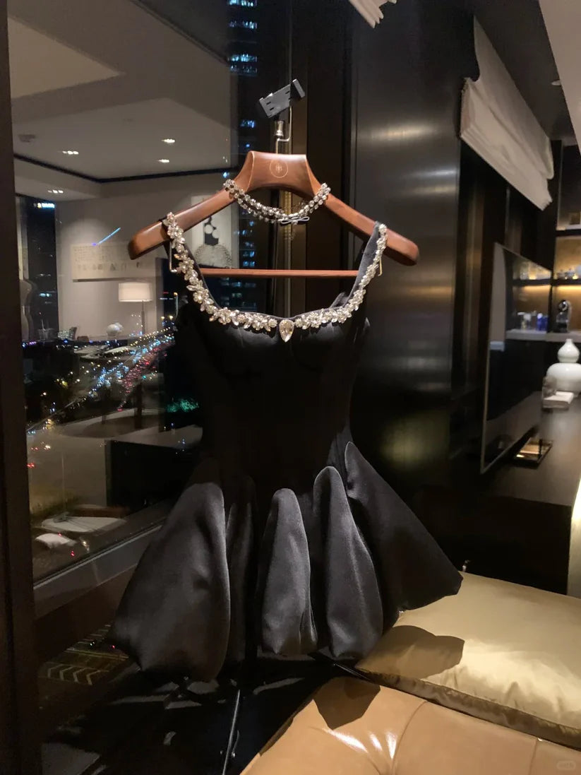 Aimishang Pretty A Line Princess Black Sleeveless Homecoming Dress Lovely Short Party Prom Dress
