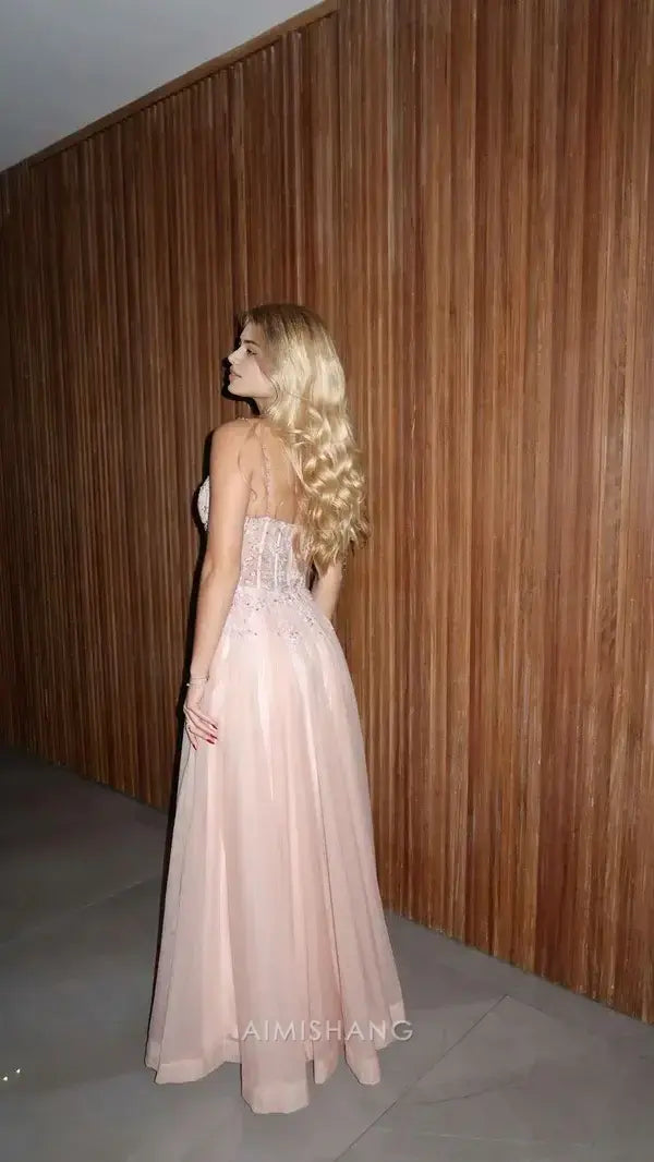 Aimishang Pretty A Line Sleeveless Long Formal Prom Dress With Slit Sweet Birthday Party Dress Charming Evening Gowns