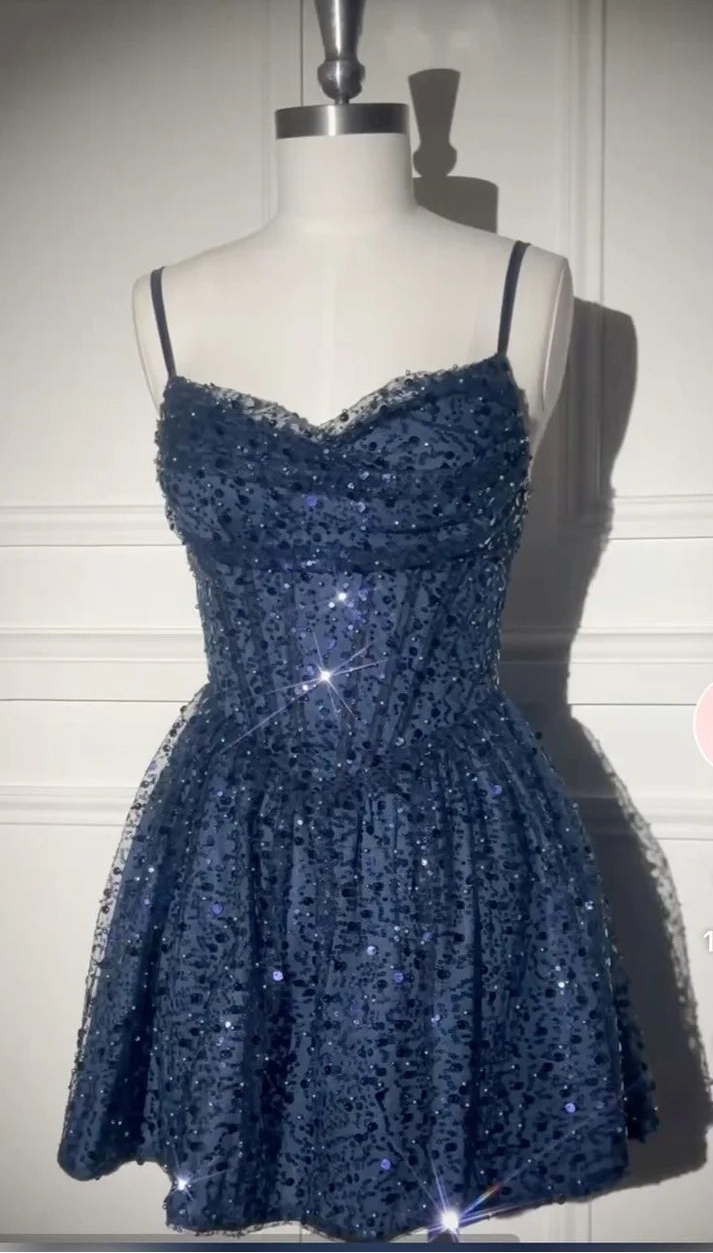 Aimishang Pretty A Line Spaghetti Straps Sleeveless Short Birthday Party Dress Fashion Graduation Homecoming Dress
