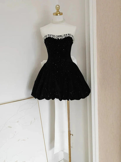 Aimishang Pretty A Line Strapless Beaded Sleeveless Short Formal Prom Dress Cute Homecoming Dress