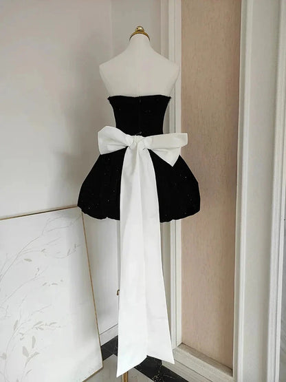Aimishang Pretty A Line Strapless Beaded Sleeveless Short Formal Prom Dress Cute Homecoming Dress