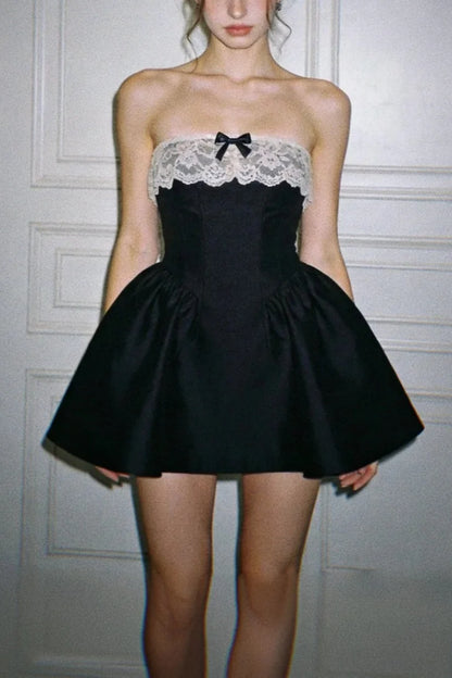 Aimishang Pretty A Line Strapless Black Short Homecoming Dress Lovely Birthday Party Dress