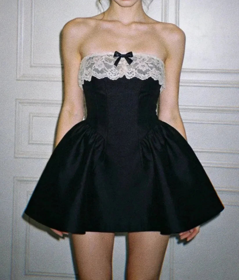 Aimishang Pretty A Line Strapless Black Short Homecoming Dress Lovely Birthday Party Dress