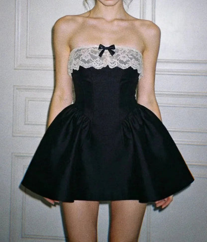 Aimishang Pretty A Line Strapless Black Short Homecoming Dress Lovely Birthday Party Dress