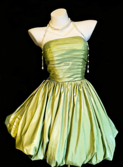 Aimishang Pretty A Line Strapless Pleated Sleeveless Short Formal Prom Dress Elegant Cocktail Homecoming Dress