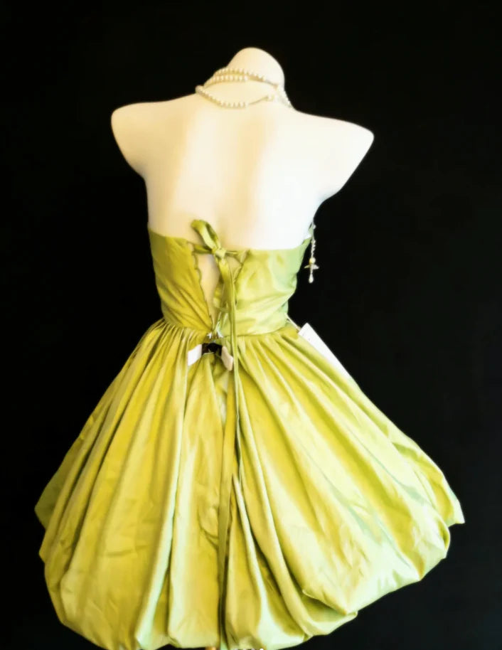 Aimishang Pretty A Line Strapless Pleated Sleeveless Short Formal Prom Dress Elegant Cocktail Homecoming Dress