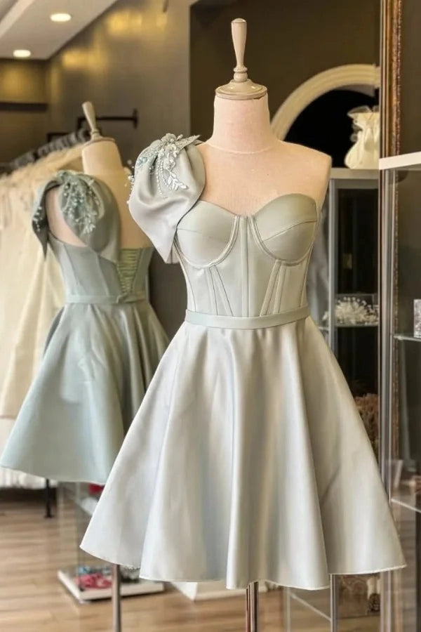 Aimishang Pretty A Line Sweetheart One Shoulder Sleeveless Short/Mini Summer Party Dress Elegant Graduation Homecoming Dress