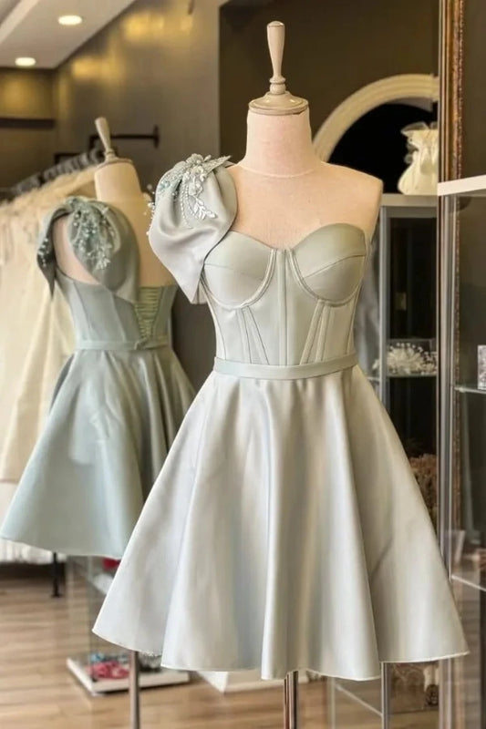 Aimishang Pretty A Line Sweetheart One Shoulder Sleeveless Short/Mini Summer Party Dress Elegant Graduation Homecoming Dress