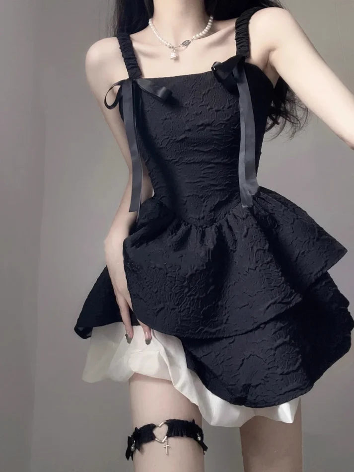 Aimishang Pretty Black A-line Sleeveless Layered Summer Short Birthday Party Dress Lovely Homecoming Dress For Girls