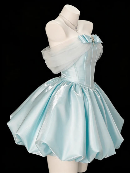 Aimishang Pretty Blue A Line Off The Shoulder Short Party Prom Dress Classy Cocktail Homecoming Dress