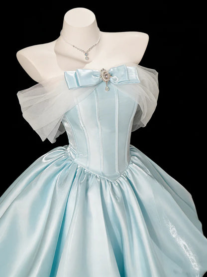Aimishang Pretty Blue A Line Off The Shoulder Short Party Prom Dress Classy Cocktail Homecoming Dress