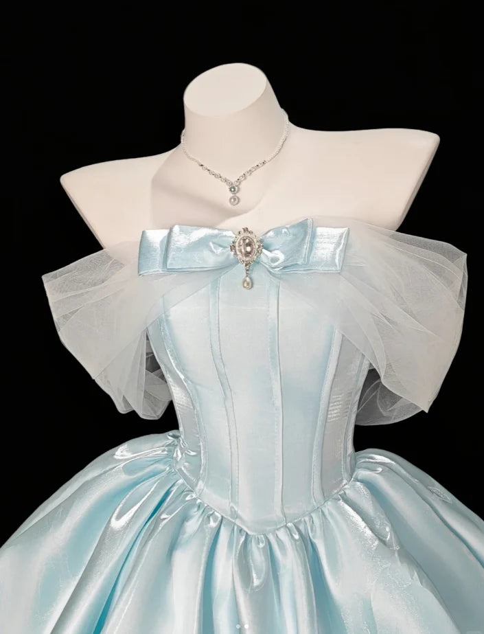 Aimishang Pretty Blue A Line Off The Shoulder Short Party Prom Dress Classy Cocktail Homecoming Dress