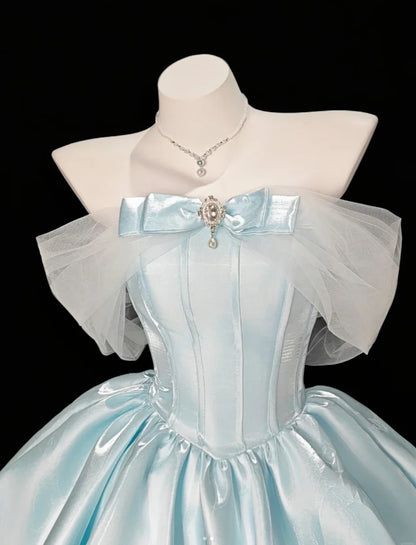 Aimishang Pretty Blue A Line Off The Shoulder Short Party Prom Dress Classy Cocktail Homecoming Dress