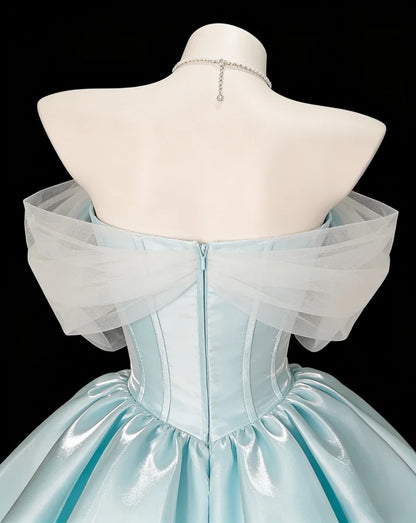 Aimishang Pretty Blue A Line Off The Shoulder Short Party Prom Dress Classy Cocktail Homecoming Dress
