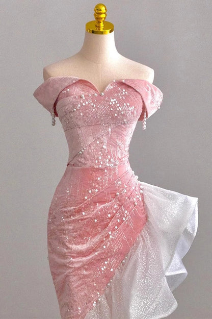 Aimishang Pretty Mermaid Off The Shoulder High Low Party Evening Gown Charming Formal Prom Dress