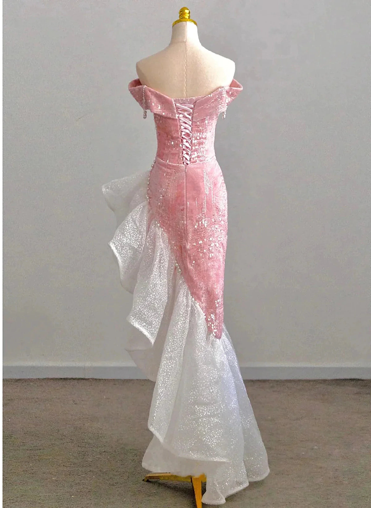 Aimishang Pretty Mermaid Off The Shoulder High Low Party Evening Gown Charming Formal Prom Dress