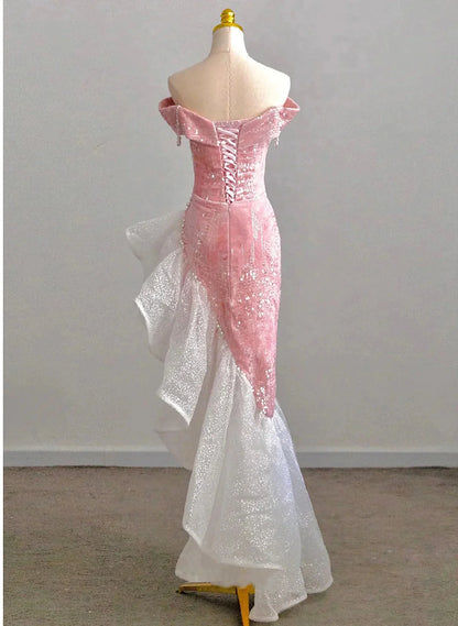 Aimishang Pretty Mermaid Off The Shoulder High Low Party Evening Gown Charming Formal Prom Dress