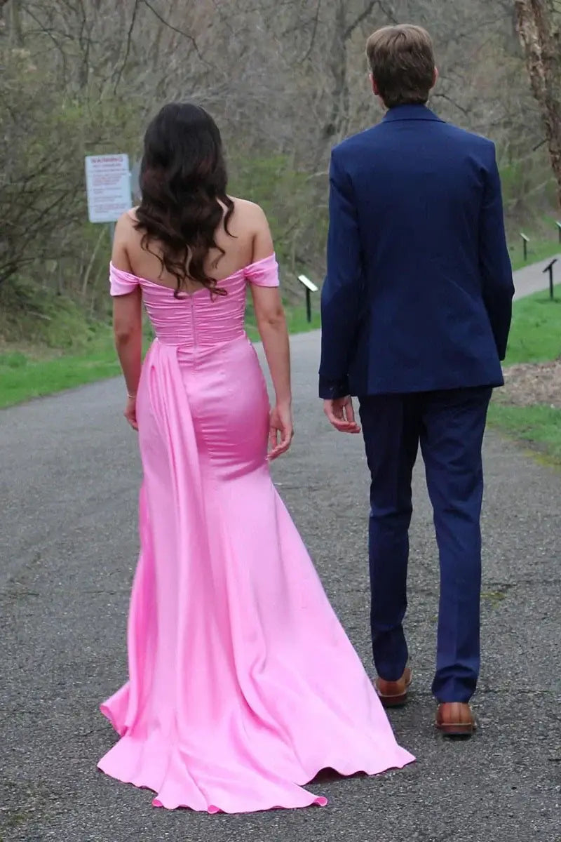 Aimishang Pretty Off-Shoulder Mermaid Graduation Party Dress Charming Long Formal Prom Dress With Slit