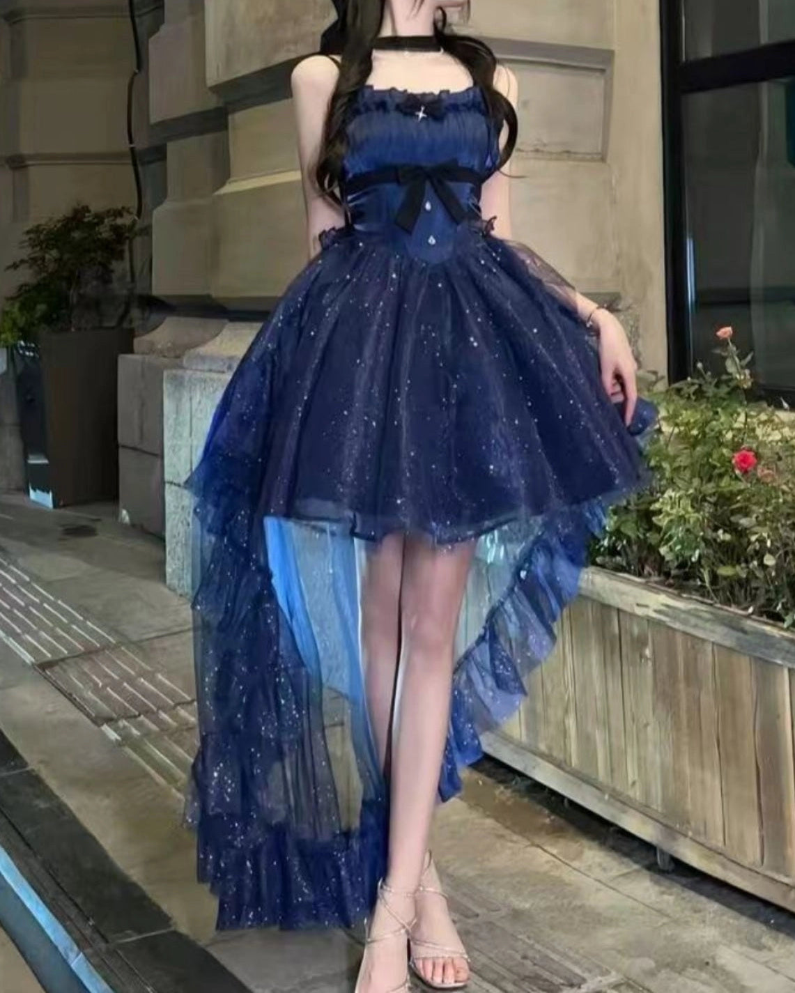 Aimishang Pretty Blue Ball Gown Sleeveless Summer Homecoming Dress Shiny Birthday Party Dress