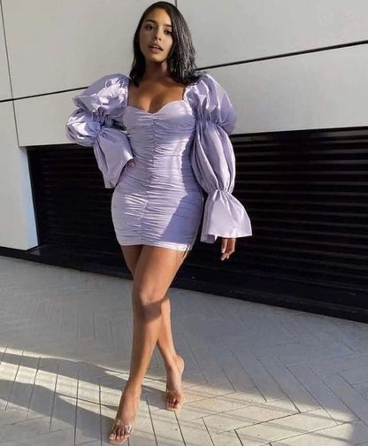 Aimishang Pretty Sheath Long Sleeves Sweetheart Neck Short Birthday Party Dress Stylish Homecoming Dress