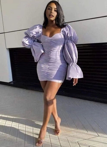 Aimishang Pretty Sheath Long Sleeves Sweetheart Neck Short Birthday Party Dress Stylish Homecoming Dress