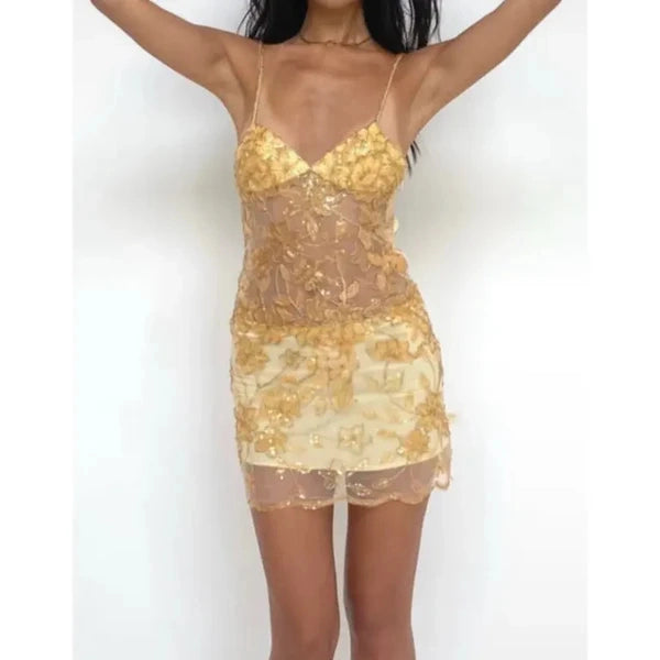 Aimishang Pretty Sheath Spaghetti Straps Sequin Sleeveless Summer Homecoming Dress Sparkly Birthday Party Dress