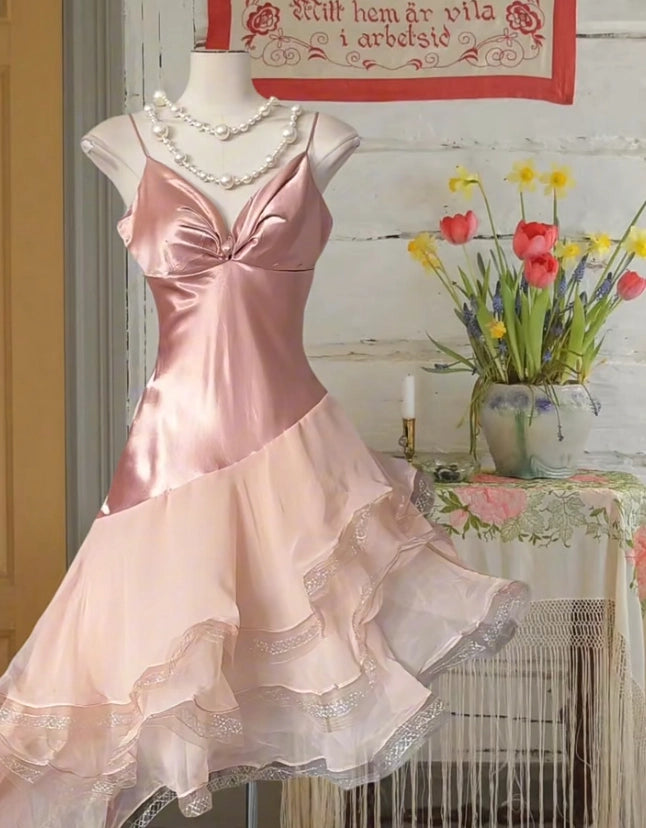 Aimishang Pretty Spaghetti Straps Ruffles A line Sleeveless Homecoming Dress Chic Graduation Party Dress