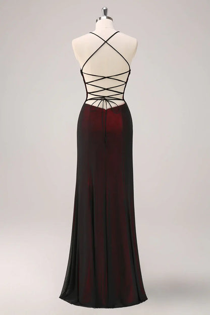 Aimishang Pretty Spaghetti Straps Sleeveless Evening Party Dress Elegant Long Formal Prom Dress