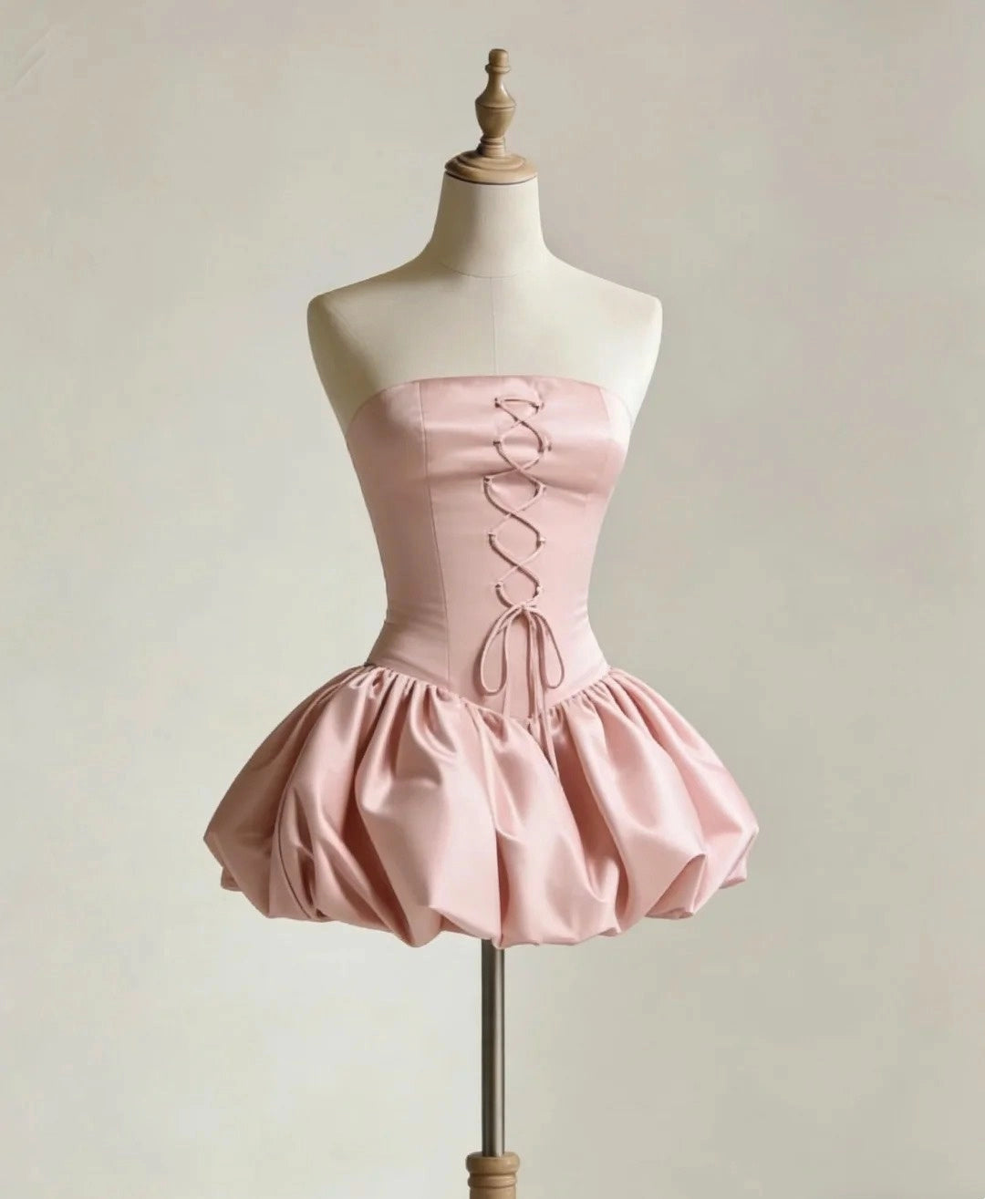 Aimishang Pretty Strapless A-line Satin Sleeveless Short Summer Homecoming Dress Cute Graduation Party Dress