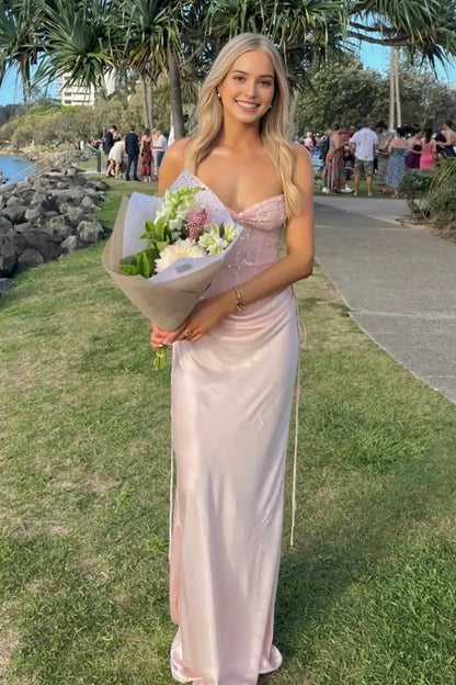 Aimishang Pretty Strapless Sleeveless Wedding Guest Party Dress Charming Long Formal Prom Dress